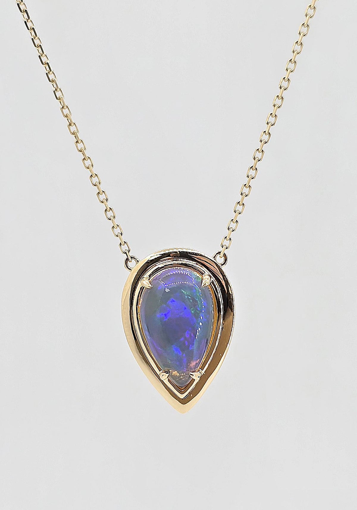 14K gold jelly opal necklace
