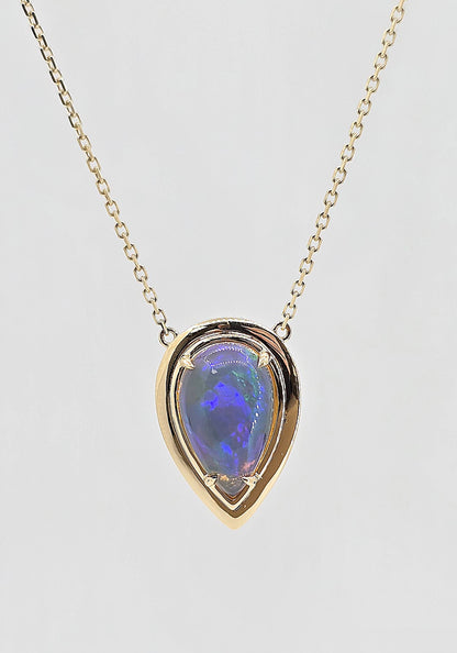 14K gold jelly opal necklace