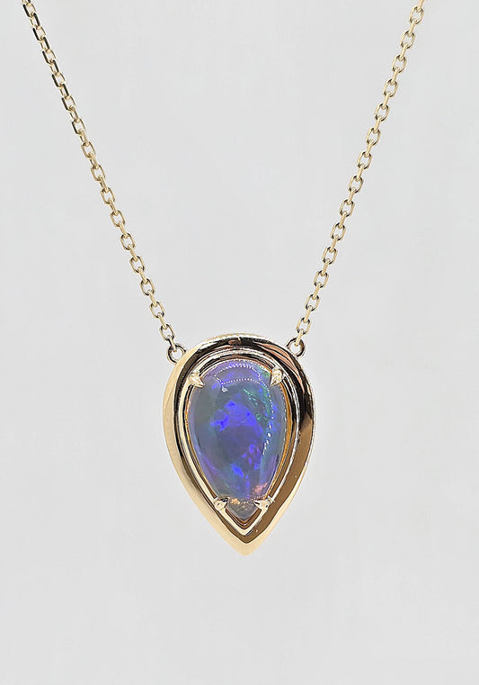 14K gold jelly opal necklace