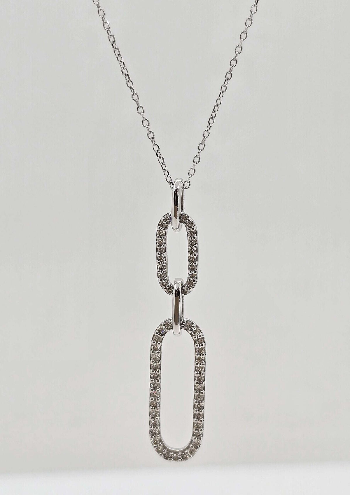 14K gold diamond paperclip necklace