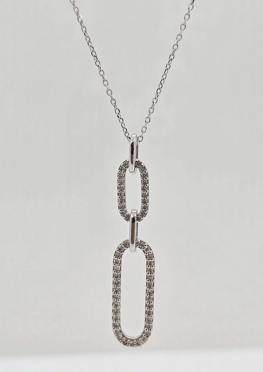 14K gold diamond paperclip necklace