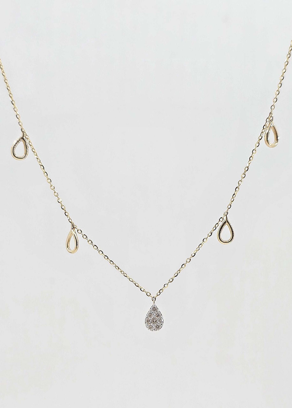 14K gold diamond drop necklace