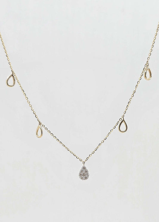 14K gold diamond drop necklace