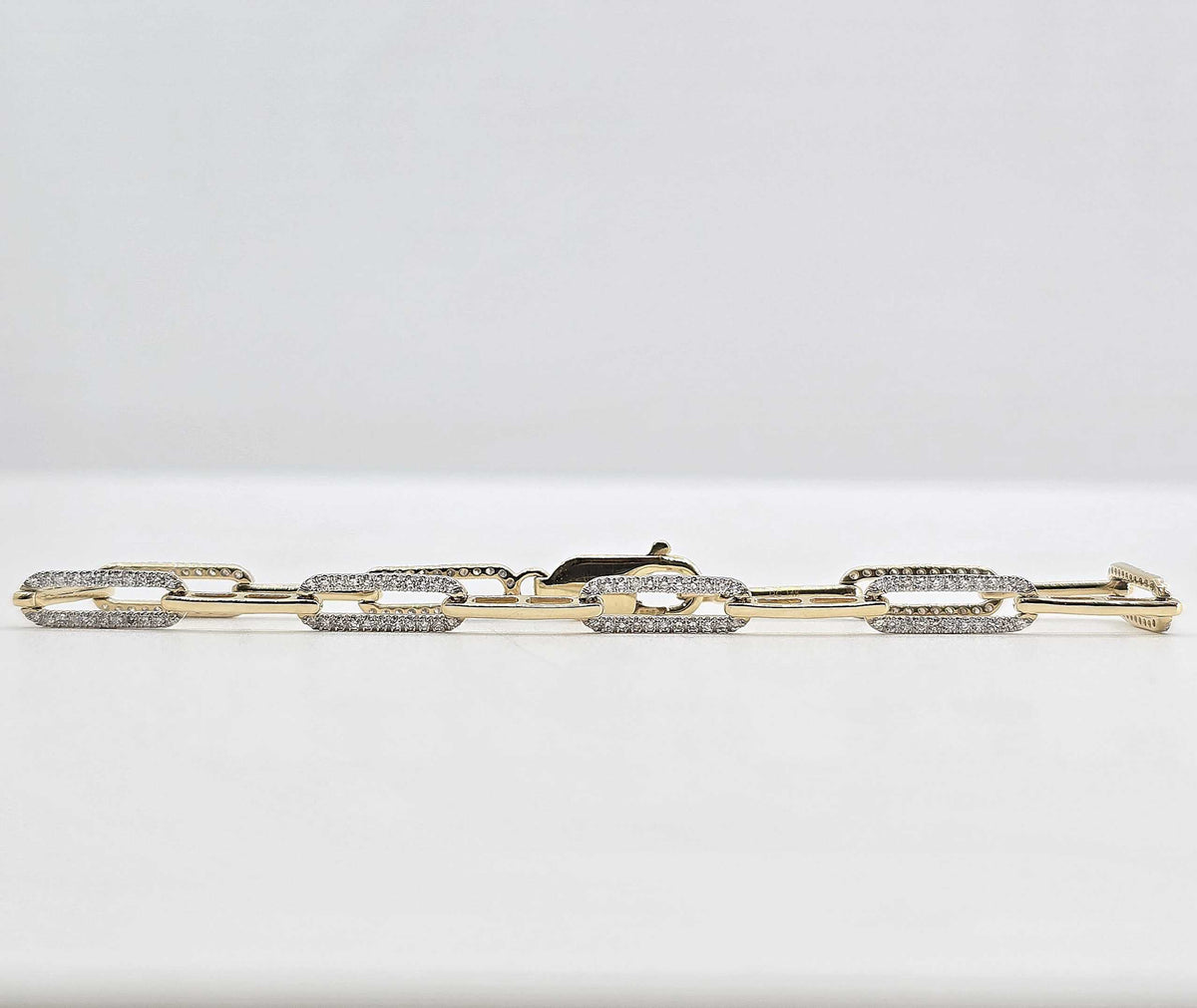 14K gold diamond paperclip bracelet