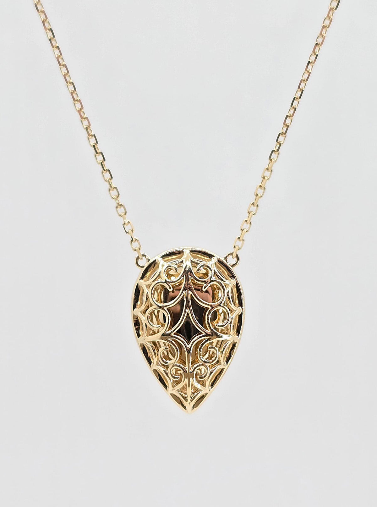 14K gold jelly opal necklace, view 2