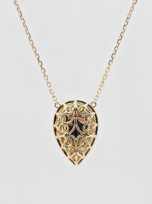 14K gold jelly opal necklace, view 2