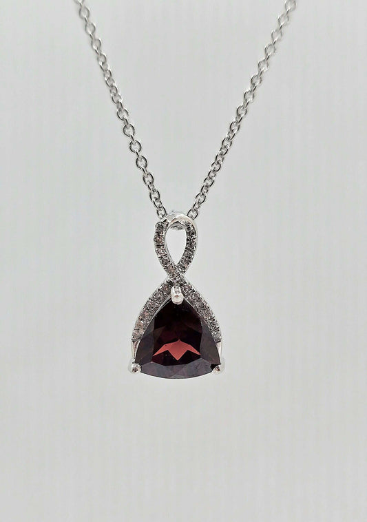 10K gold garnet and diamond necklace