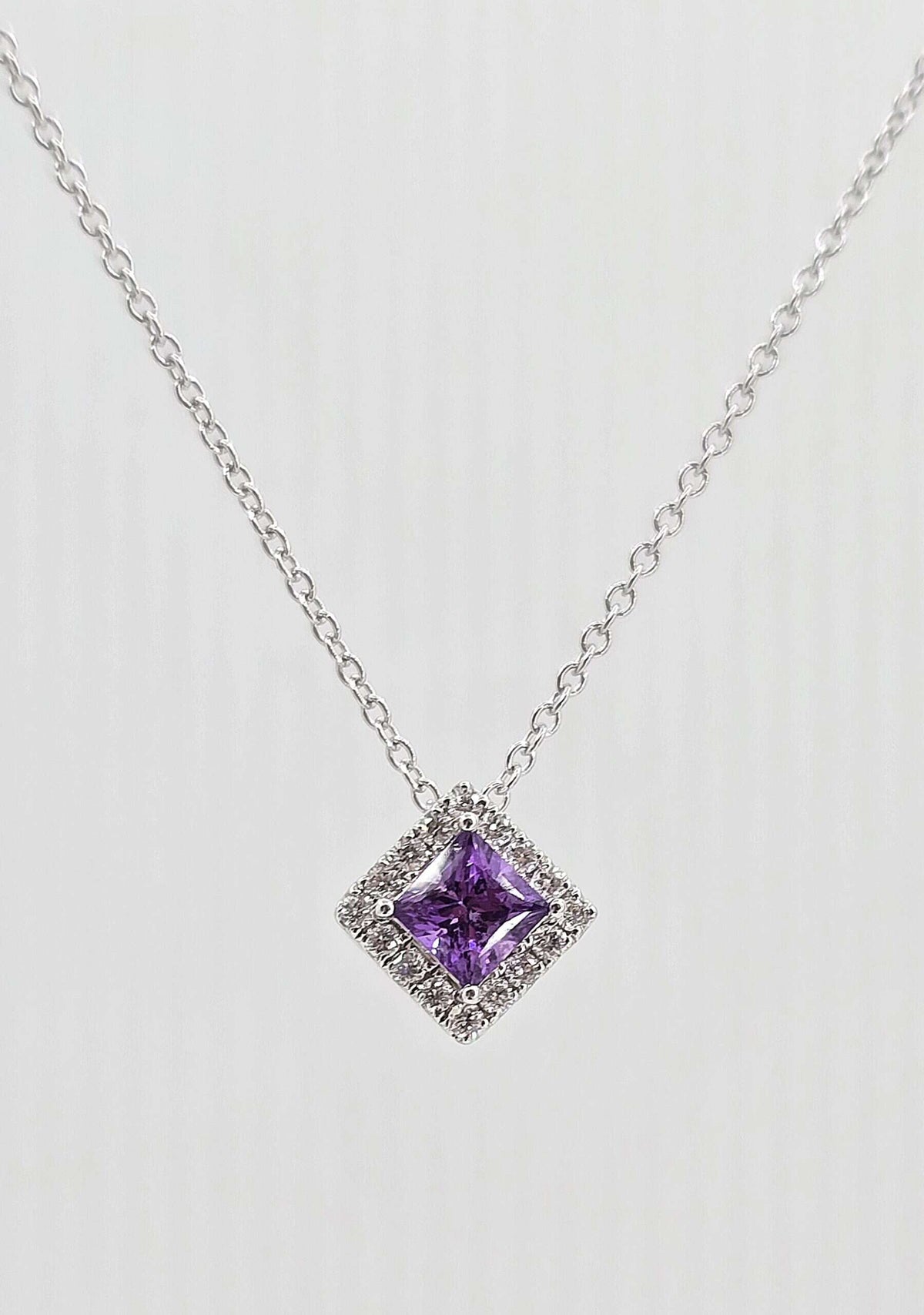 14K gold purple sapphire and diamond necklace