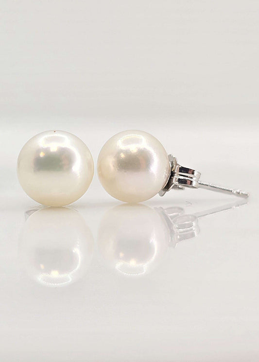 14K gold 7-8mm Akoya pearl stud earrings