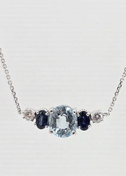 Custom 14K gold aquamarine necklace