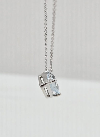 Pre-owned 14K gold aquamarine station necklace, view 2