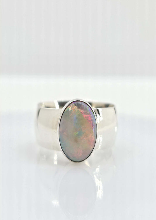 Sterling silver opal ring