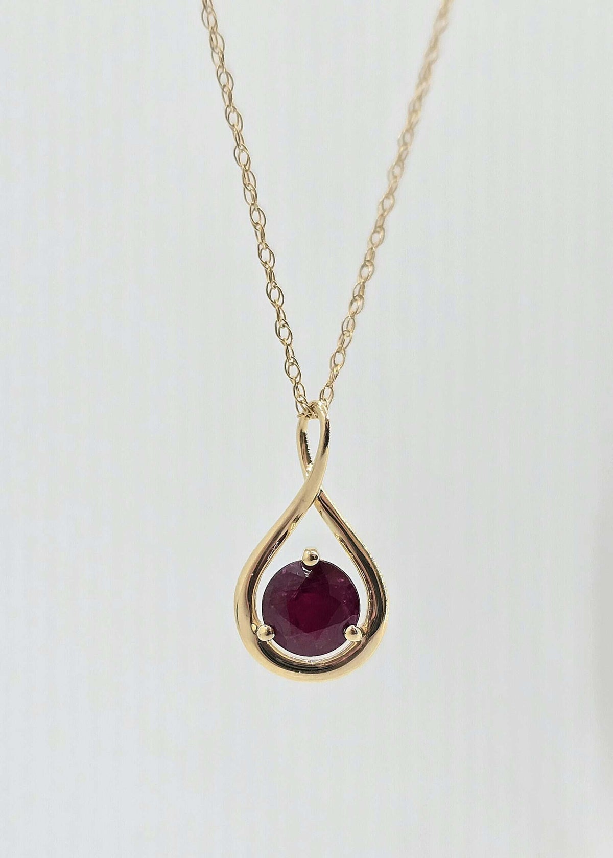 14K gold ruby twist necklace