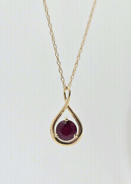 14K gold ruby twist necklace