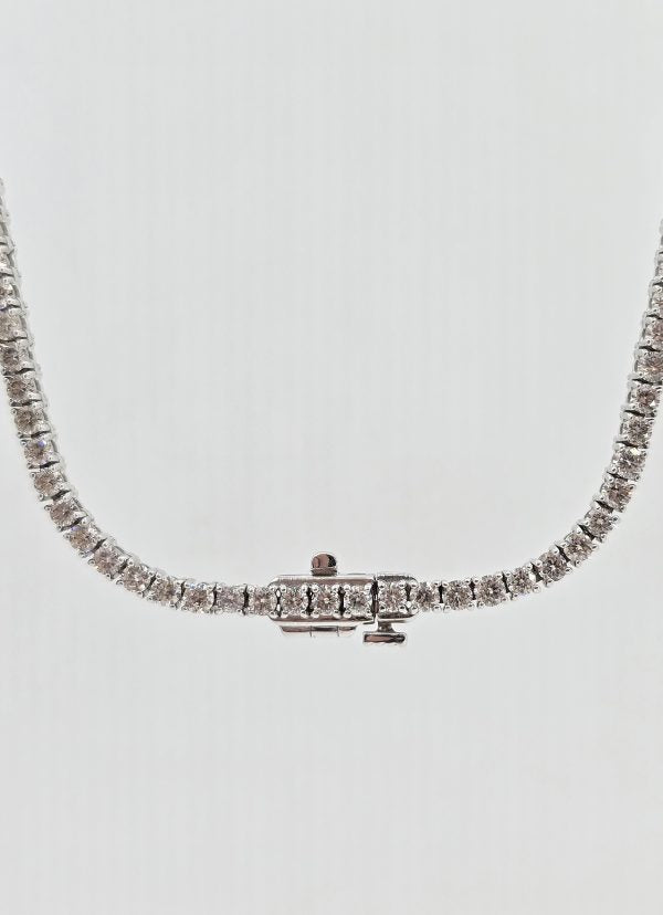 14K gold natural diamond tennis necklace, view 2