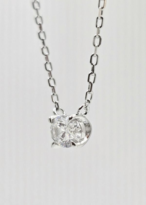 Sterling silver lab grown diamond necklace, style B, view 3