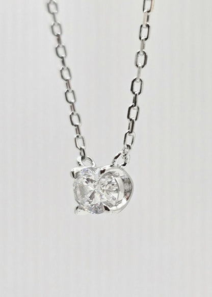 Sterling silver lab grown diamond necklace, style B, view 3