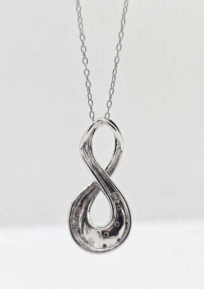Sterling silver diamond infinity necklace, view 3