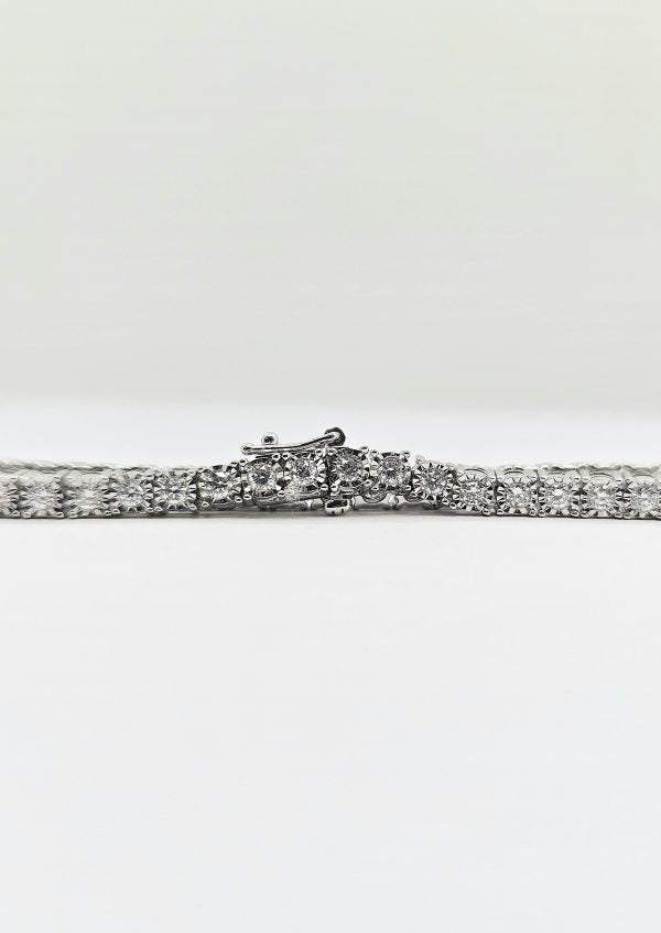 Sterling silver lab grown diamond miracle bracelet, view 2