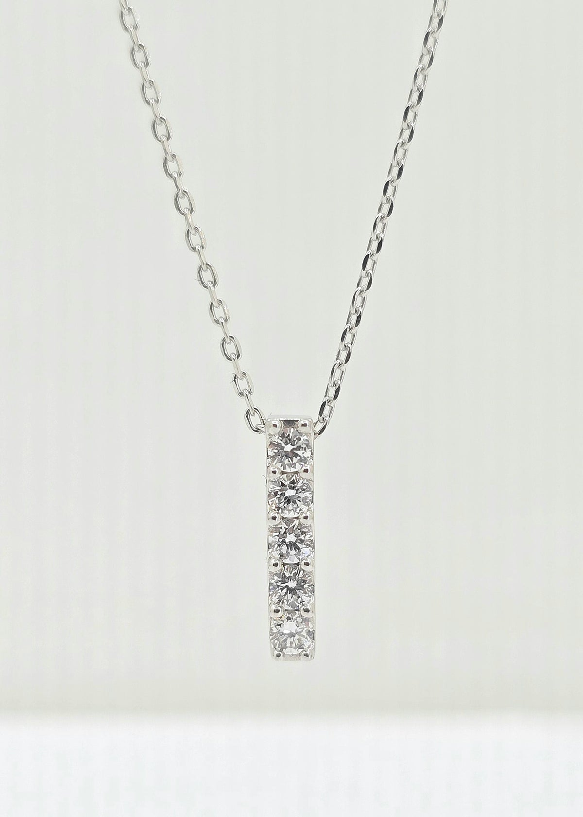 Sterling silver lab grown diamond bar necklace