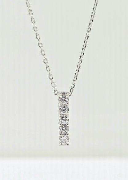 Sterling silver lab grown diamond bar necklace