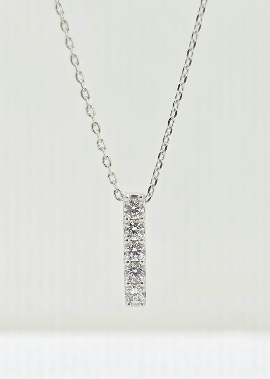 Sterling silver lab grown diamond bar necklace