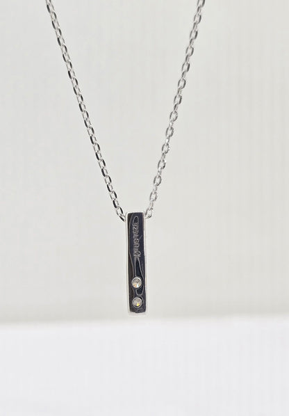 Sterling silver lab grown diamond bar necklace, view 3