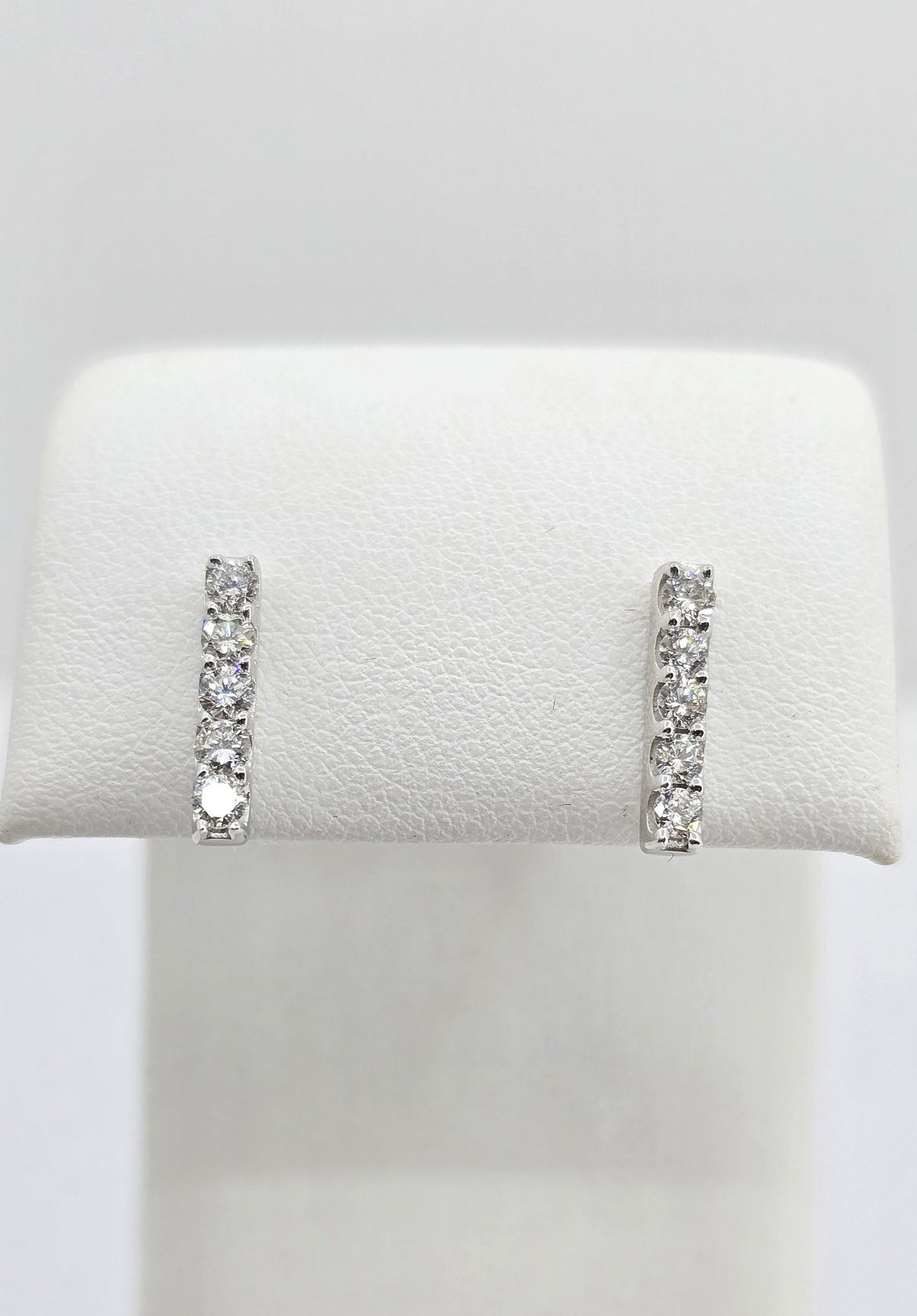 Sterling silver lab grown diamond bar earrings