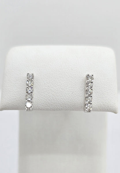 Sterling silver lab grown diamond bar earrings