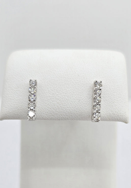 Sterling silver lab grown diamond bar earrings