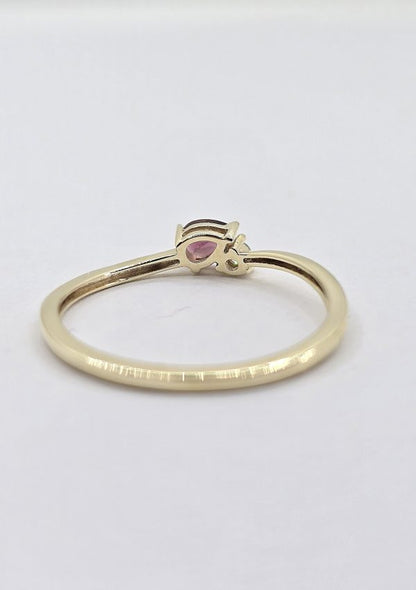 10K gold lab grown diamond and pink tourmaline ring, view 3