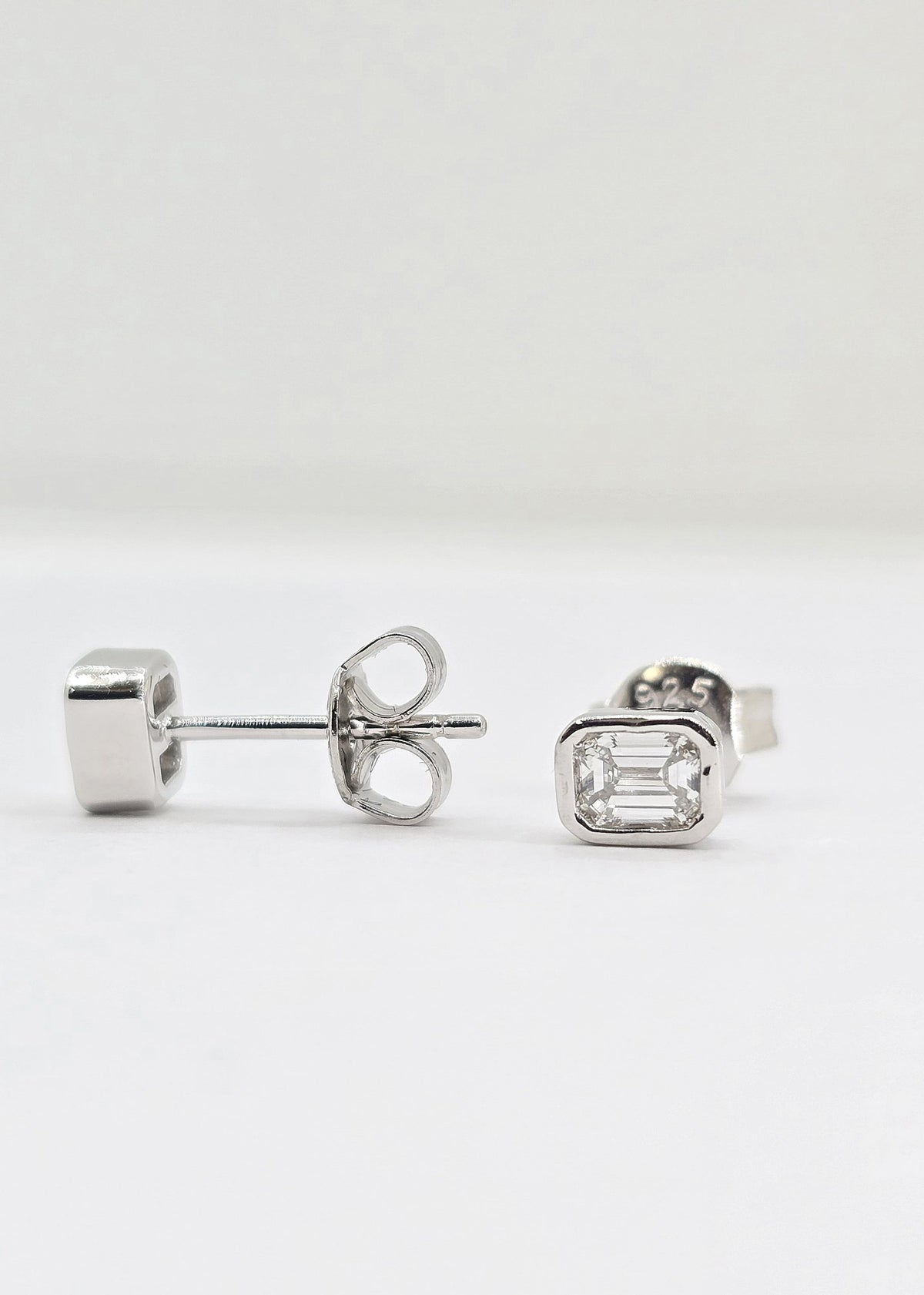 Sterling silver emerald stud earrings