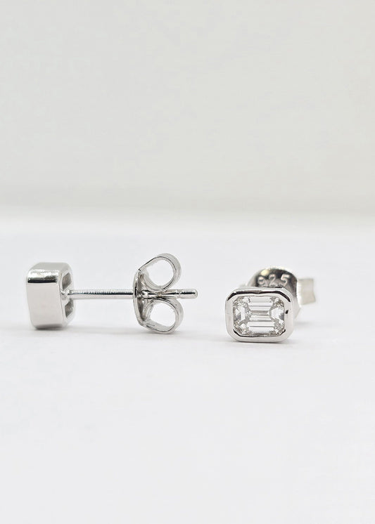 Sterling silver emerald stud earrings