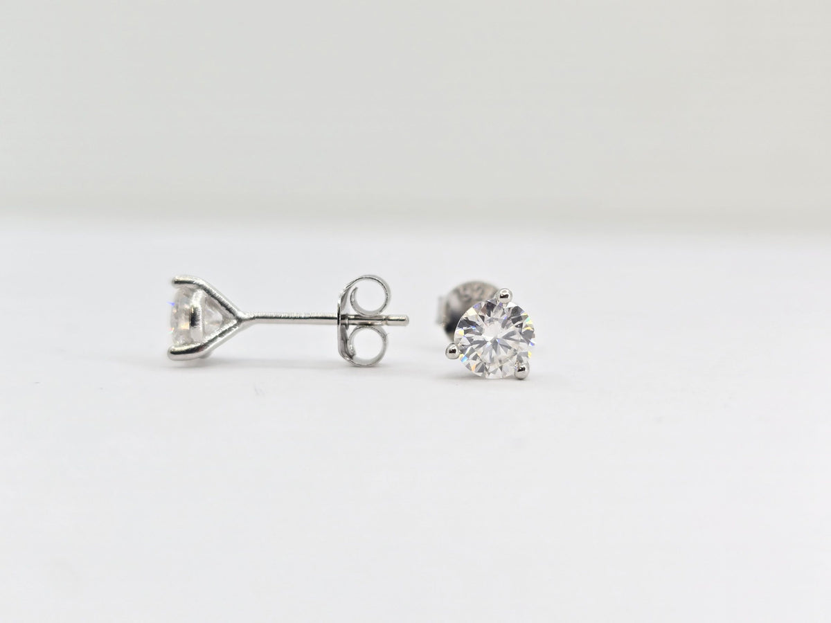 Sterling silver moissanite stud earrings, 1 ctw