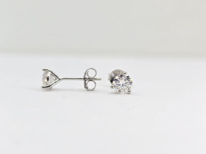 Sterling silver moissanite stud earrings, 1 ctw