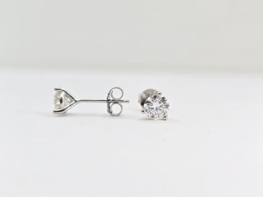 Sterling silver moissanite stud earrings, 1 ctw