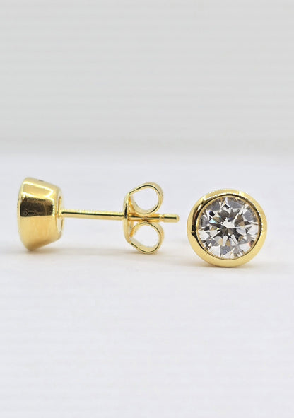 Gold plated sterling silver lab grown diamond stud earrings