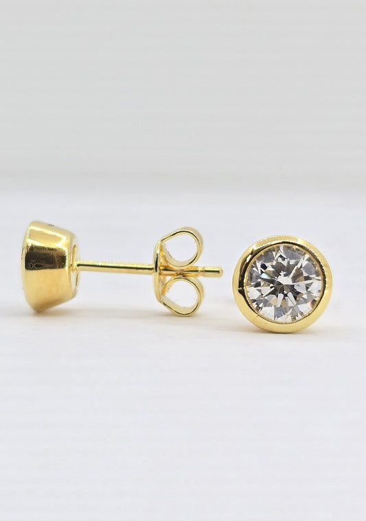 Gold plated sterling silver lab grown diamond stud earrings