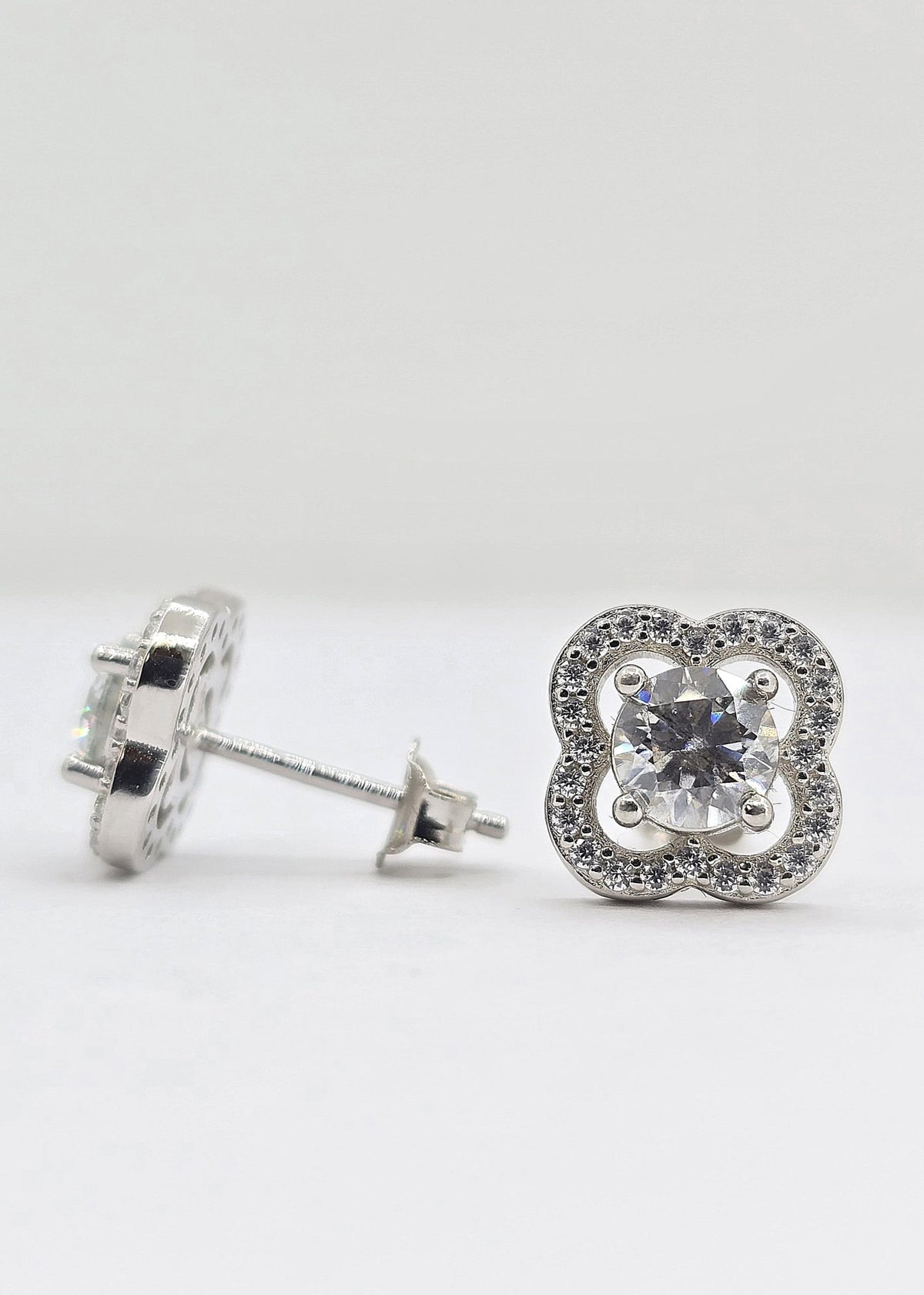 Sterling silver clover earrings