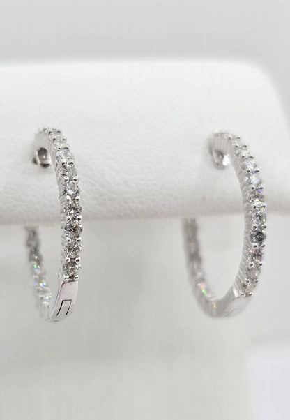 Sterling silver lab grown diamond in/out hoop earrings
