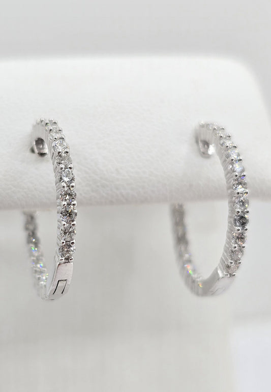 Sterling silver lab grown diamond in/out hoop earrings