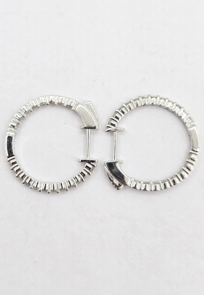 Sterling silver lab grown diamond in/out hoop earrings, view 4