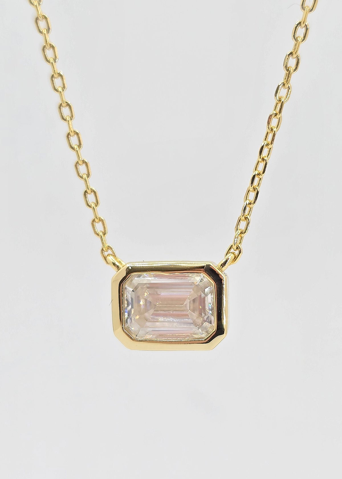 Gold plated sterling silver moissanite necklace
