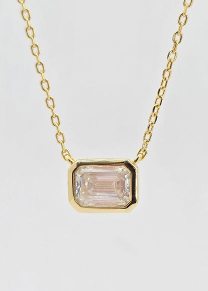 Gold plated sterling silver moissanite necklace