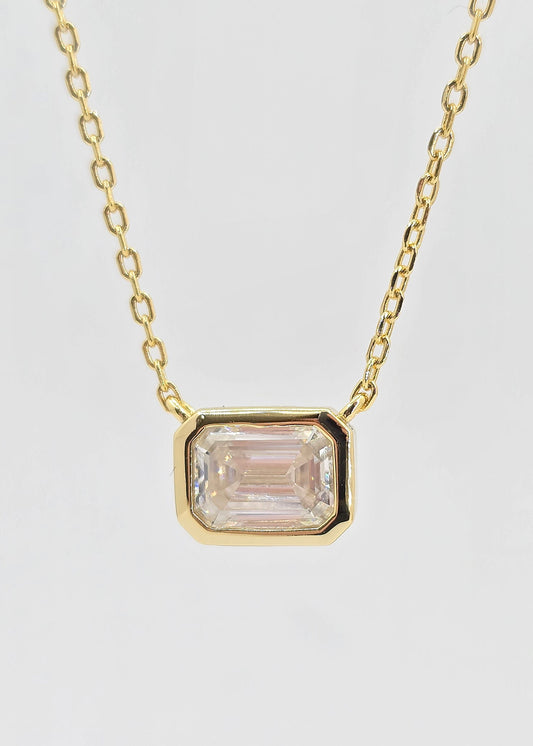 Gold plated sterling silver moissanite necklace