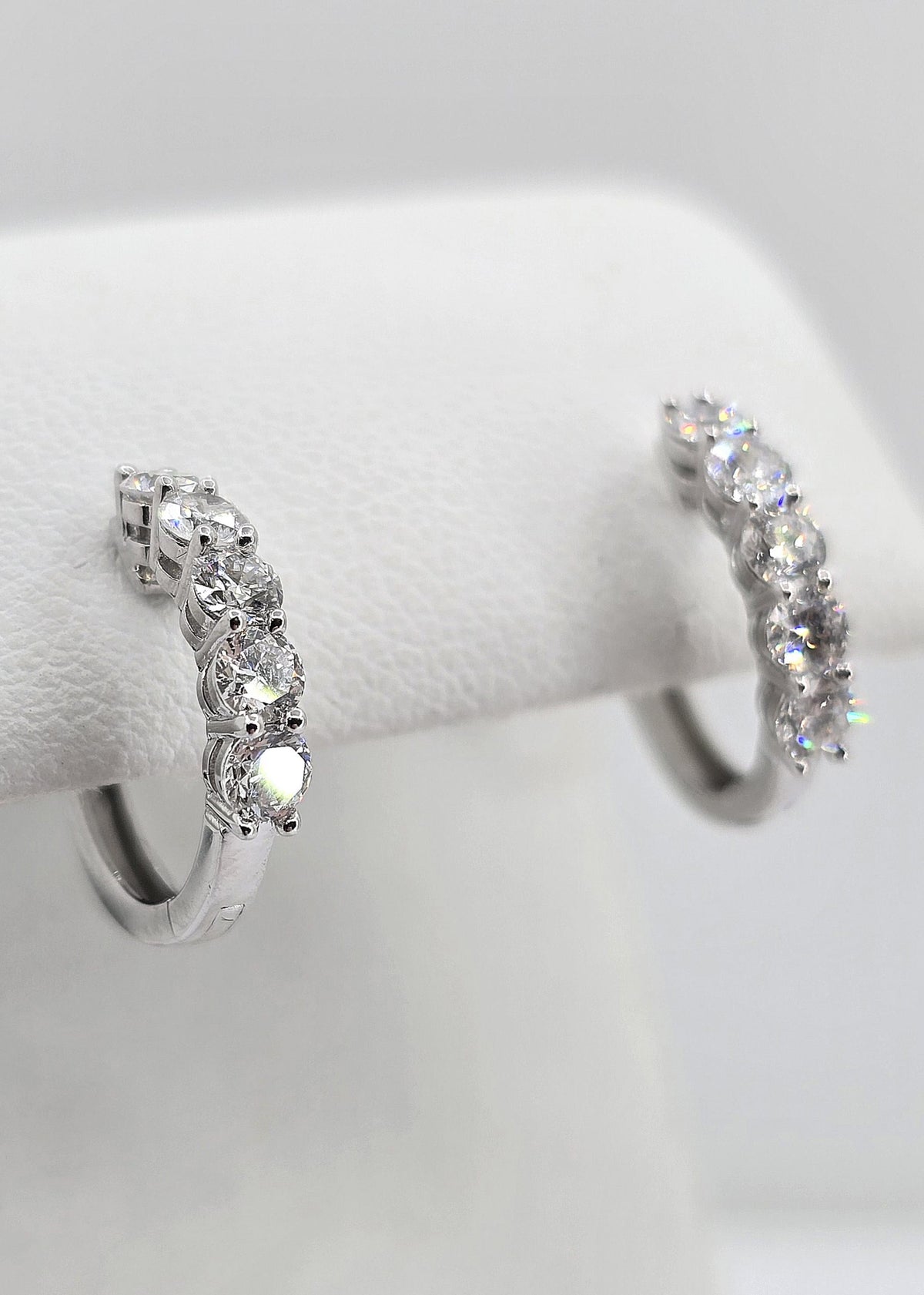 Sterling silver lab grown diamond huggie earrings, 1 ctw