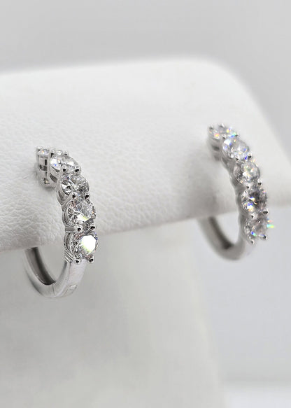 Sterling silver lab grown diamond huggie earrings, 1 ctw