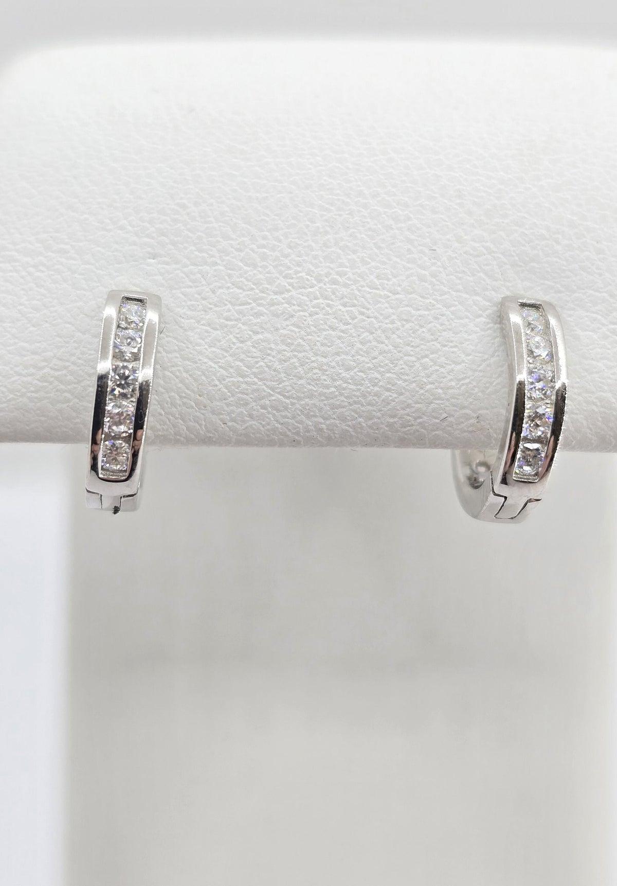 Sterling silver moissanite huggie earrings