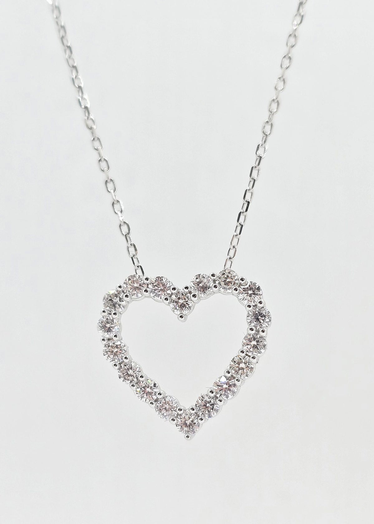 Sterling silver lab grown diamond heart necklace