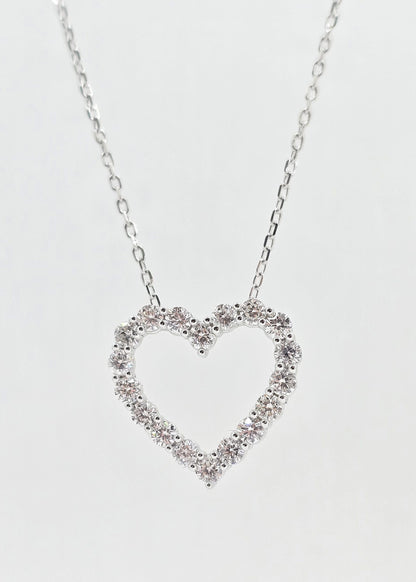 Sterling silver lab grown diamond heart necklace